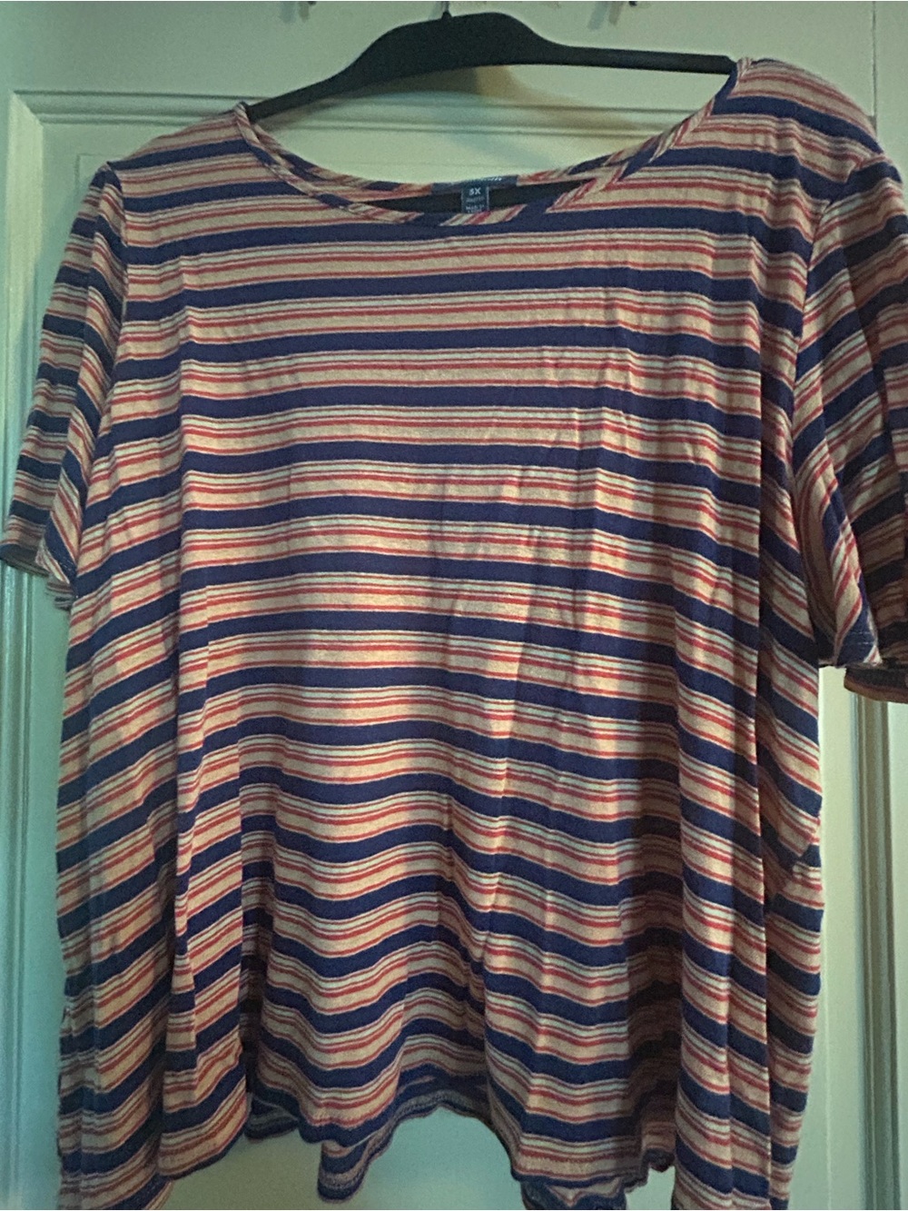 ModCloth retro linen Striped Tee in Navy,orange  & yellow